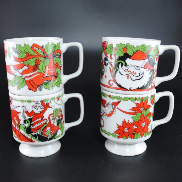 Vintage  Dining  Vintage Stacking Christmas Mugs Made In Japan Set Of 4  Poshmark